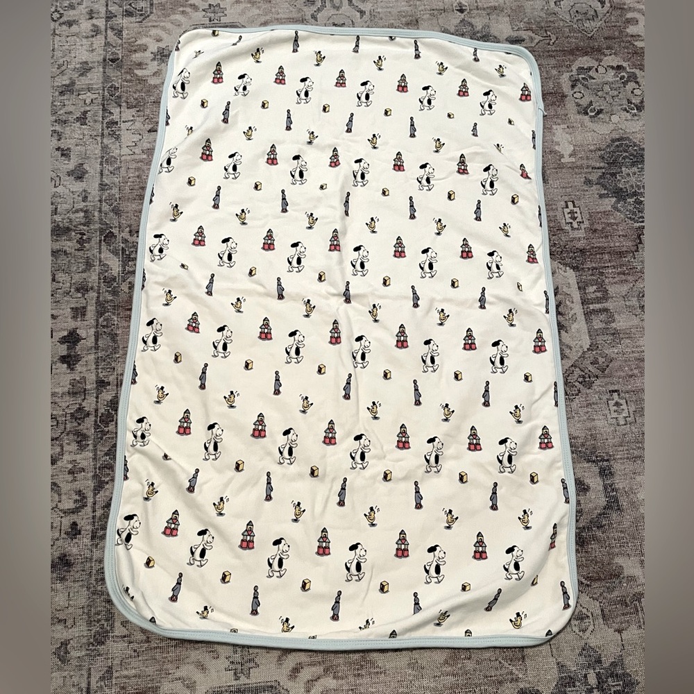 Cream and blue jellycat baby blanket (Bashful dog)